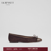 羊皮平底圆头浅口 2025年春新款 BENNETT咖啡色蝴蝶结装 饰单鞋