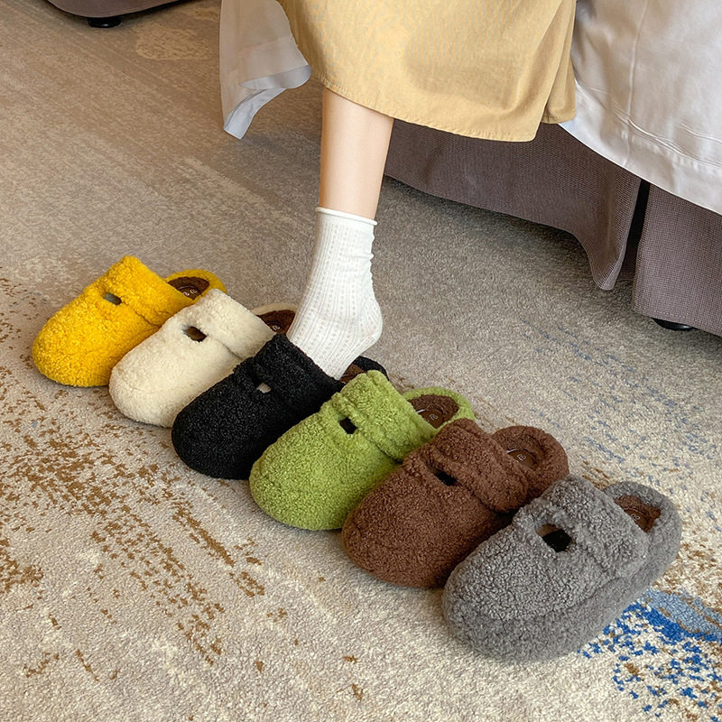 绒绒暖呼呼~！包头羊羔毛棉拖鞋女厚底增高冬季厚底外穿毛毛拖鞋,女鞋,毛毛鞋,淘宝优惠券,粉丝福利购,淘宝优惠卷