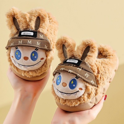 拉布布秋冬季儿童棉拖鞋男女童室内家居厚底防滑加绒保暖宝宝拖鞋