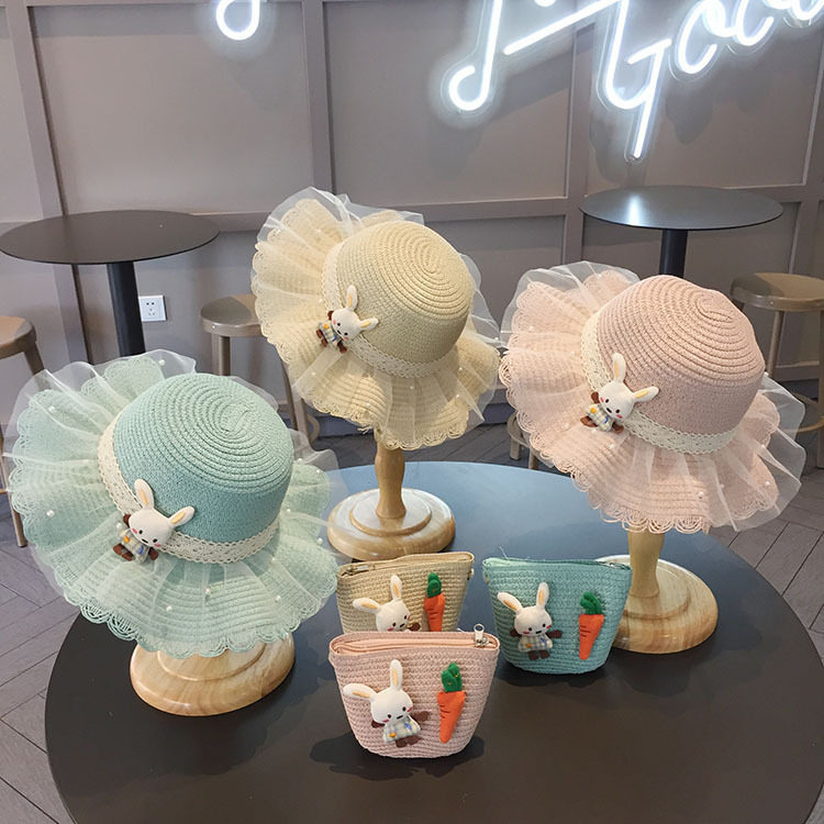 2026夏季公主风大帽檐草帽女童宝宝户外防晒遮阳沙滩儿童透气帽子