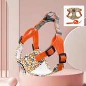 宠物牵引绳子遛狗外出中小型犬背心式 比熊博美印花胸背带
