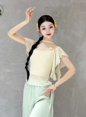 舞蹈上衣女款新款成人网纱形体训练服夏天中国舞练功服古典舞纱衣