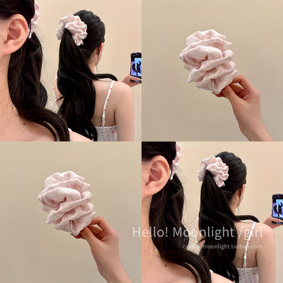 甜美粉色印花香蕉抓夹女气质高马尾夹精致高级感半扎发鲨鱼夹发饰