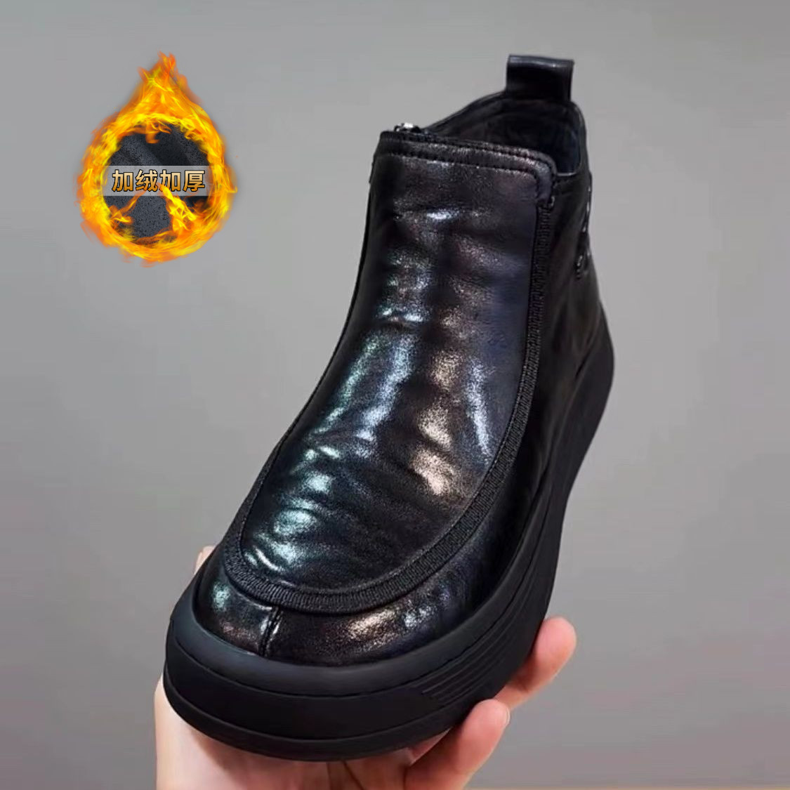 新款高帮鞋男2025冬季网红爆款鞋子男款马丁靴中帮棉鞋休闲皮鞋潮