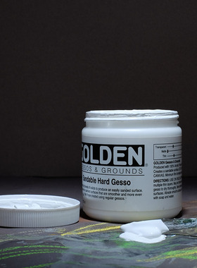 进口GOLDEN高登石膏底料丙烯GESSO油画打底剂白色3550黑色3560