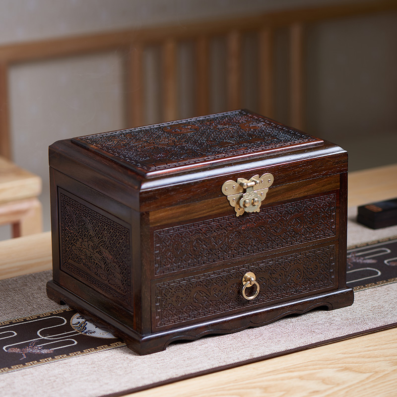 老挝大红酸枝木首饰盒天作之合