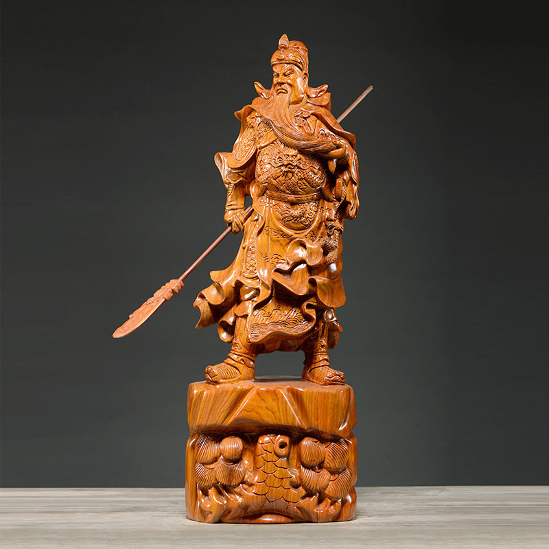 花梨木雕武财神关爷神像摆件家居客厅实木关二爷雕刻工艺品送礼
