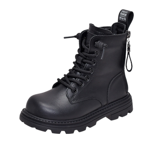 跳皮兔马丁靴男童2025秋冬新款儿童真皮靴子春秋单靴男孩加绒皮靴