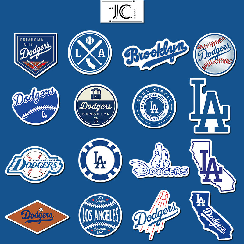 50张洛杉矶道奇队贴画行李箱拉杆箱手账电脑吉他水杯防水diy贴纸