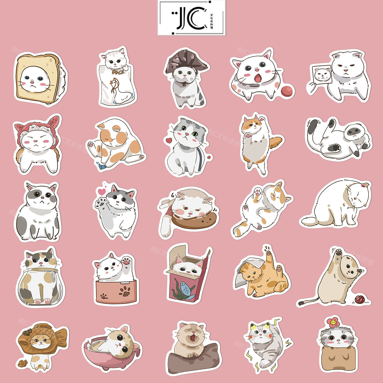62张卡通日系猫咪贴纸笔记本电脑水杯学生桌面装饰小清新手账贴画
