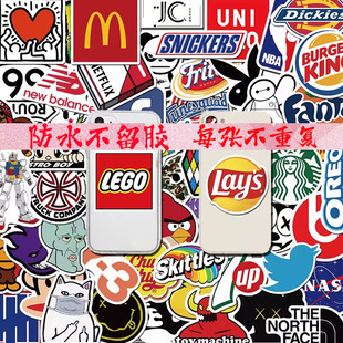 卡通潮牌手机壳行李箱笔记本电脑平板防水不留胶贴纸 100张个性