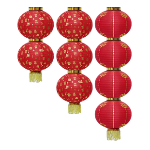 户外防水绸布大红灯笼串金边百福圆连串灯笼挂饰春节新年广告灯笼