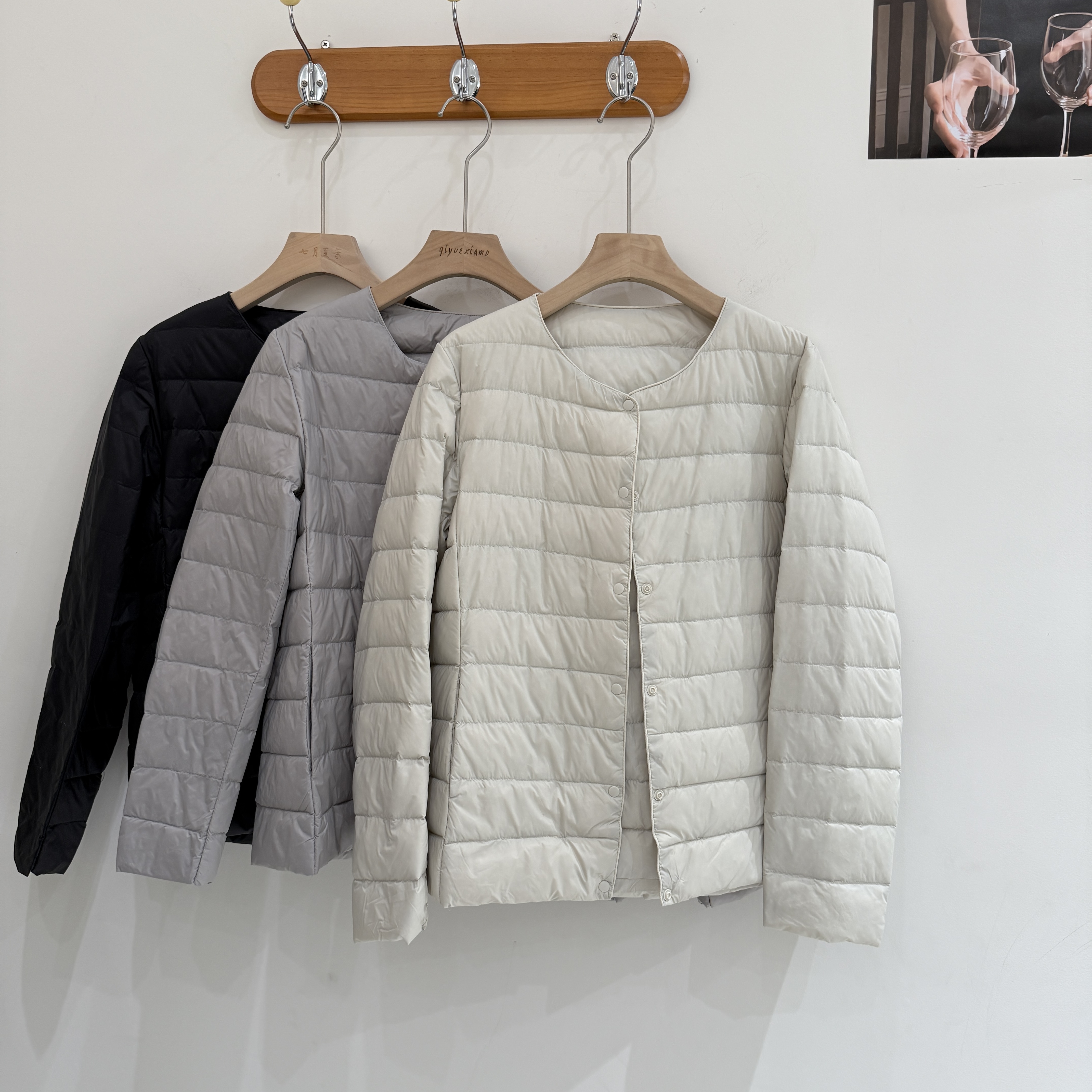 轻薄圆领羽绒内胆女百搭保暖无领外套时尚小个子