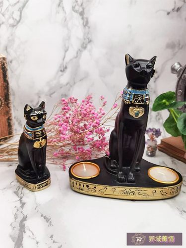 欧式埃及猫猫神贝斯特烛台摆件