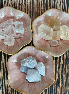 天然方解石原石白色蓝色