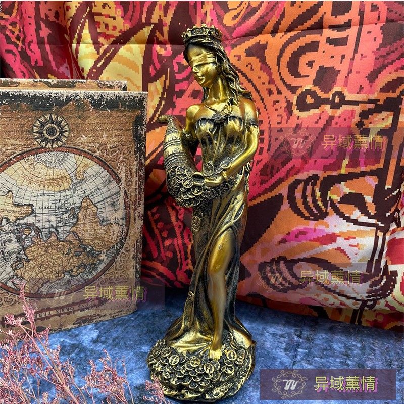 居家摆件 办公室玄关装饰品 树脂雕像 丰盛天使女神财富女神神像