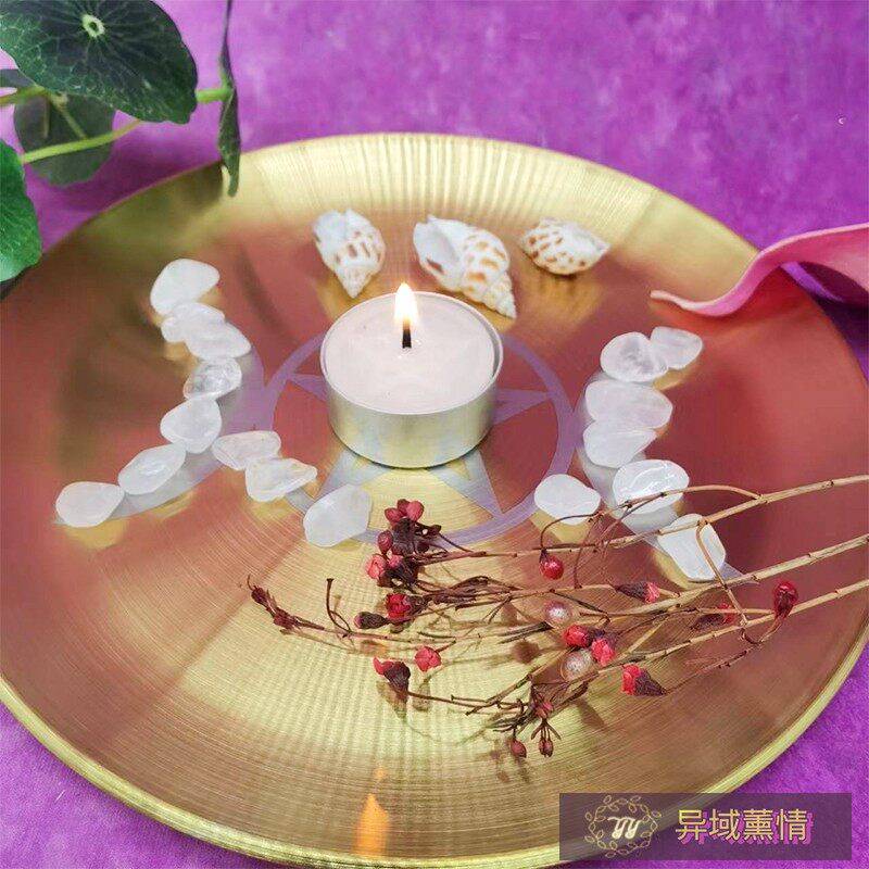 삼상 달 촛대 다섯개 별 둥근 스테인레스 스틸 촛대 향 접시 허브 접시 소금 램프 접시 트레이 장식 소품