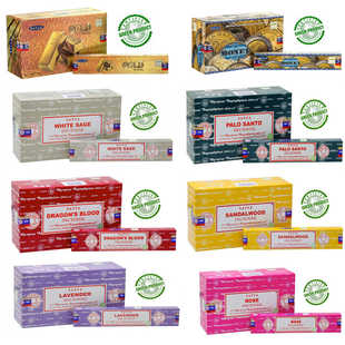 印度Satya赛巴巴香线香黄花香白鼠尾草龙血财富圣木檀香绿色熏香