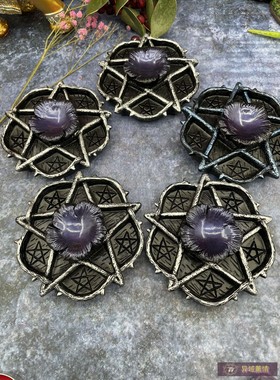 五芒星水晶球底座装饰品