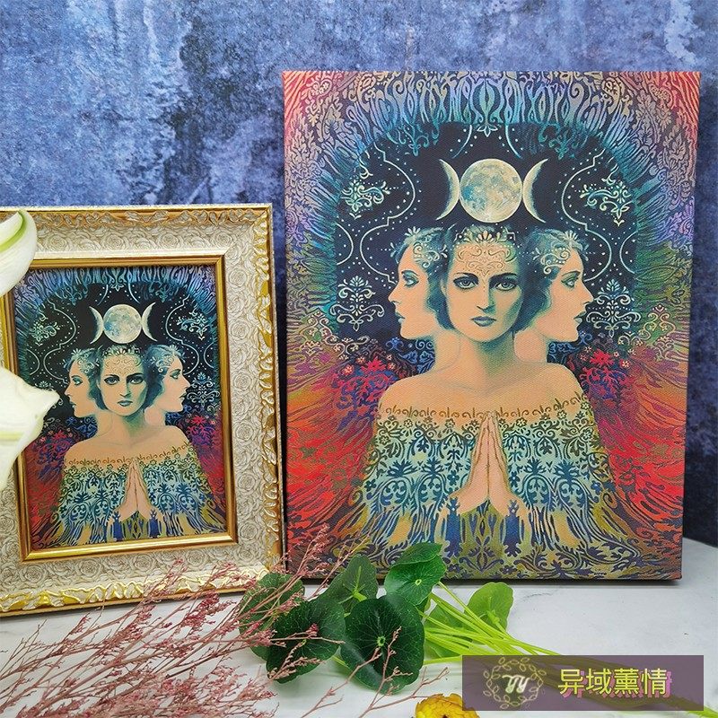 三女神画像挂件照片画框油画布卡片摆件客厅书桌玄关挂像装饰画