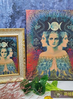三女神画像挂件照片画框油画布卡片摆件客厅书桌玄关挂像装饰画