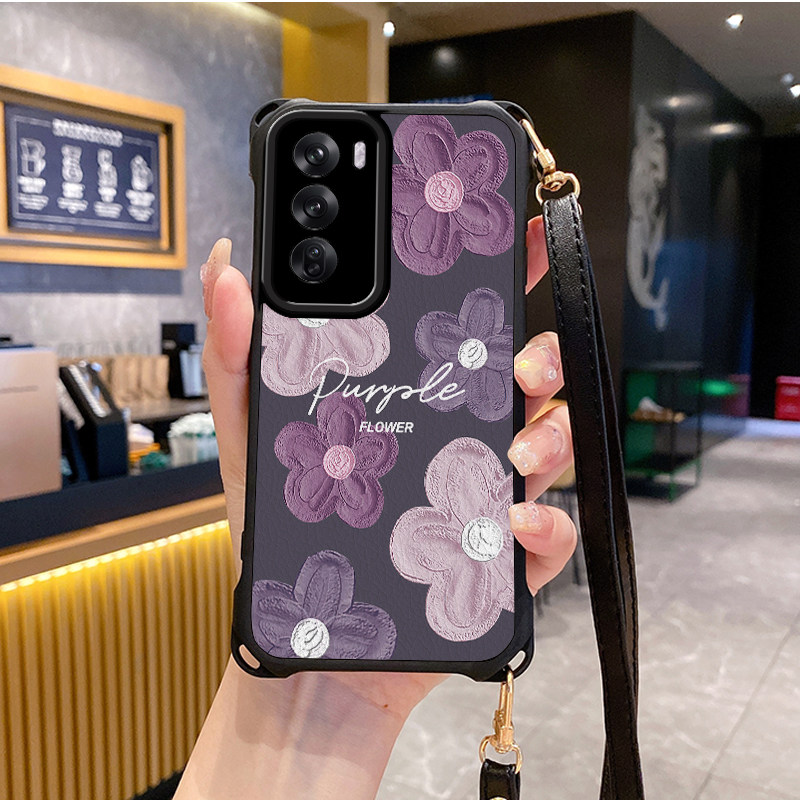 油画适用OPPOReno12pro手机壳Reno11斜跨10挂绳9s新款7se全包8新款6软5k潮4皮OPPOFindX8外壳OPPOK12套r17r15
