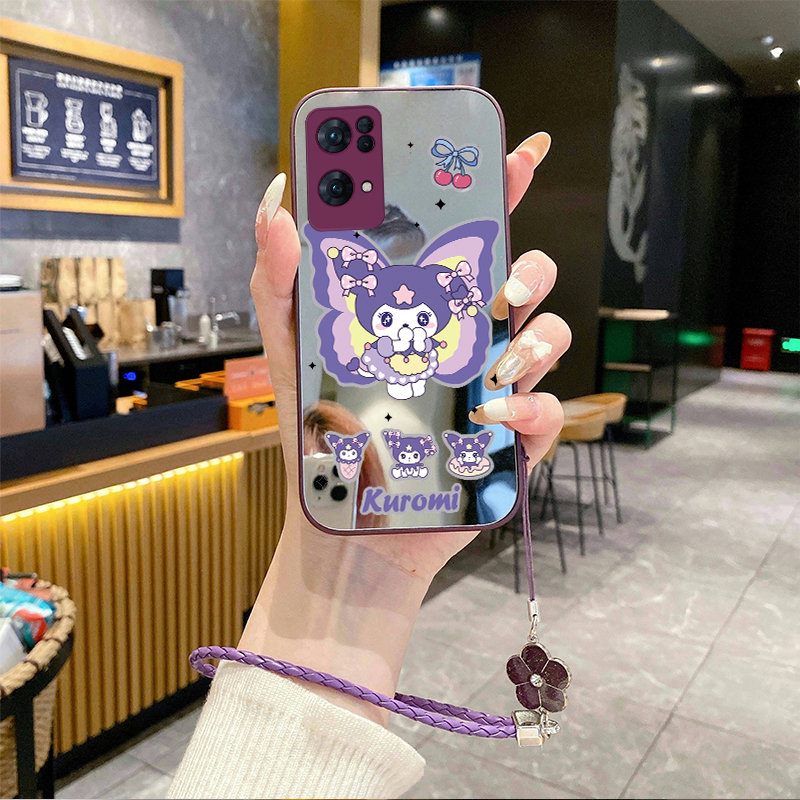 适用OPPOReno13pro手机壳A93S补妆镜FindX8挂绳K12X新款A97全包11新品10套A58K9+8外壳7A96防摔6库洛米4se3i5