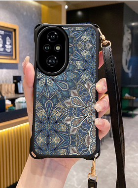 图腾适用华为荣耀200pro手机壳斜跨挂绳100防摔90套80新款70+软60se潮x50iplus全包40GT外壳30i新品10x9Xpro