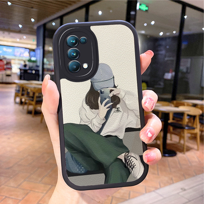 小羊皮时尚适用opporeno6手机壳opρoreno5pro新款0pporeno4opp0ren02女opreno3reon5k opop poop oppi oppe