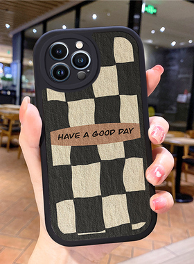 格子适用苹果13promax手机壳iphone12pm新款17air14pro网红15plus男mini女16e套11迷你ipone8p7全包6s splus