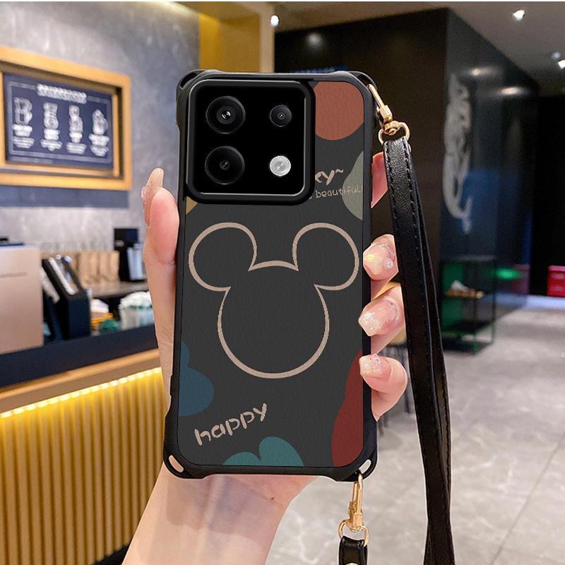 米奇适用小米红米note13pro手机壳note12Turbo套11Tpro新款10t+se5G斜跨K70至尊版挂绳60全包50新品40s潮30i