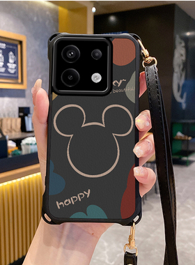 米奇适用小米红米note13pro手机壳note12Turbo套11Tpro新款10t+se5G斜跨K70至尊版挂绳60全包50新品40s潮30i