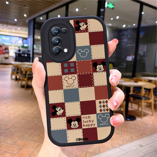 小羊皮米奇适用opporeno6手机壳opρoreno5pro新款0pporeno4opp0ren02女opreno3reon5k opop8poop7oppi oppe