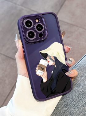 自带镜头膜适用苹果14promax手机壳iphone12新款2025ihpnoe15plus网红iphon13iphnoe女17air11套14pr0max16