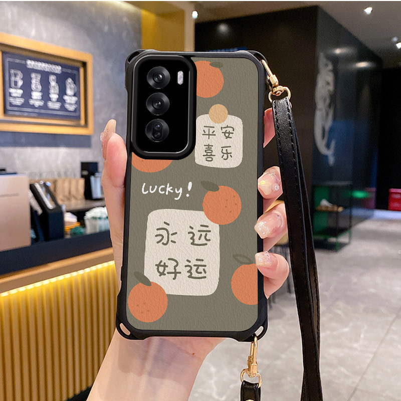 新年适用OPPOReno12pro手机壳Reno11斜跨10挂绳9s新款7se全包8新款6软5k潮4皮OPPOFindX8外壳OPPOK12套r17r15