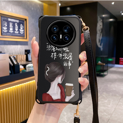 玫瑰适用华为mate70手机壳斜跨挂绳mate70pro套MT60新品mαte50e新款maet40epro+鼎桥M40防摔30全包外壳曲屏