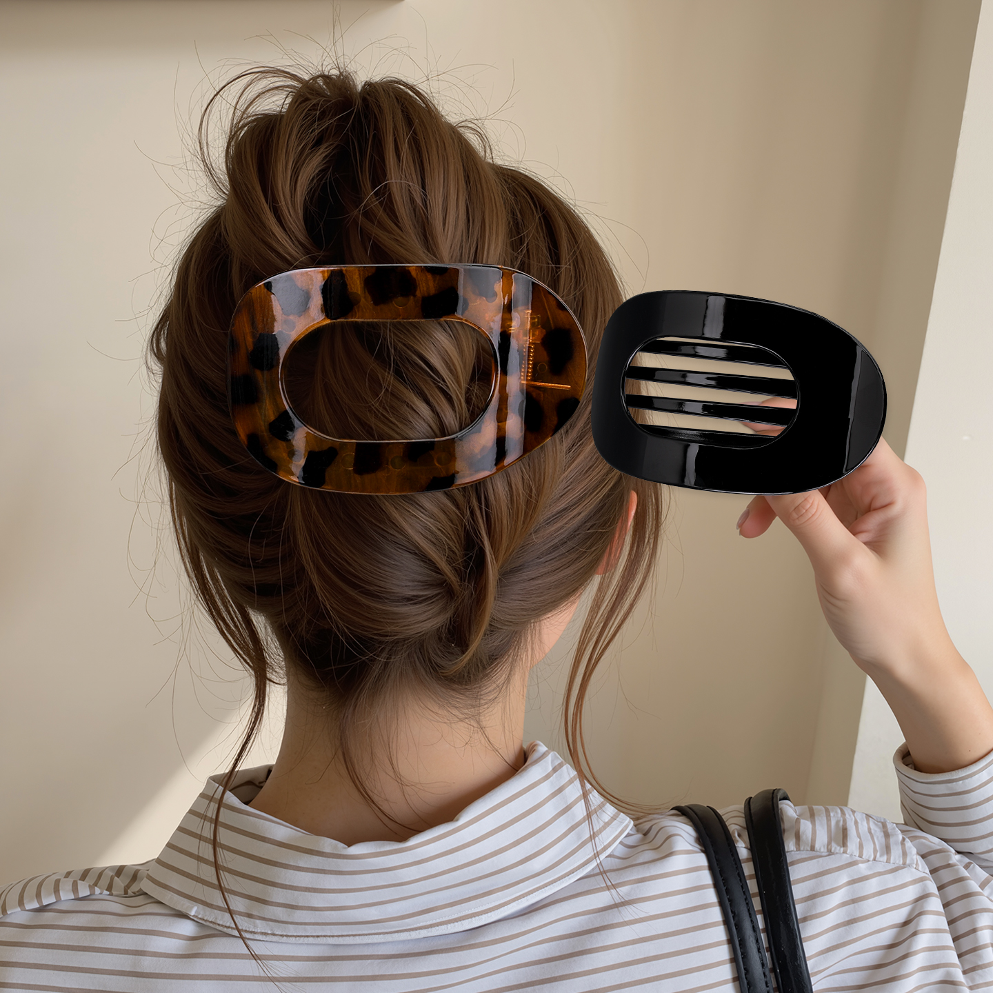 高级感扁平抓夹女发量少