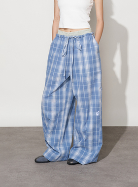 闷与狂FMACM撞色腰头格纹长裤