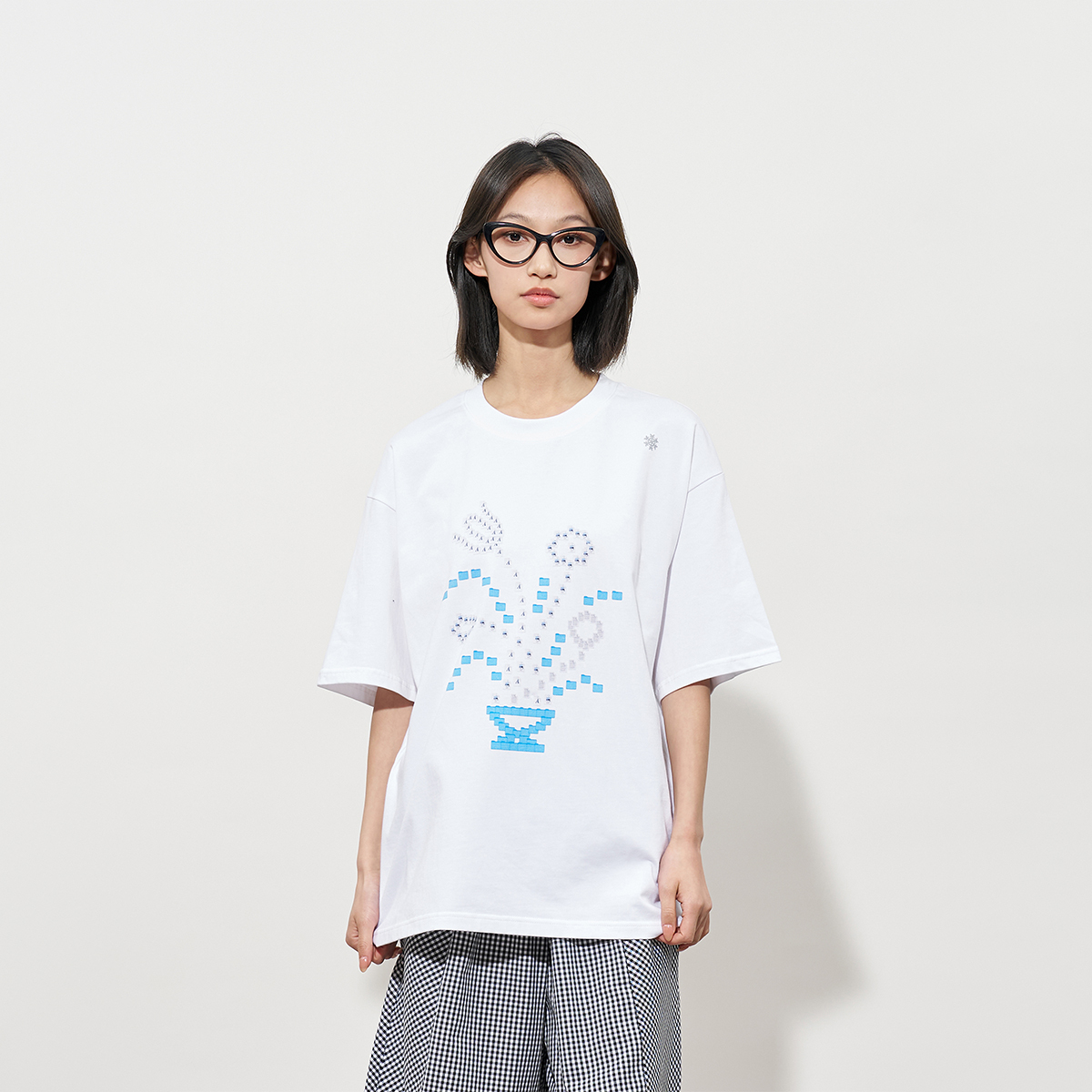 闷与狂FMACM 文件盆栽花卉印花短袖T恤2025春夏圆领休闲百搭上衣