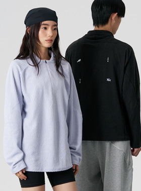 FMACM闷与狂 菱格抓绒半拉保暖网球运动长袖舒适秋冬内搭打底衫