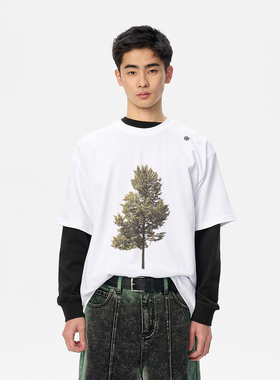 FMACM闷与狂 一棵树印花宽松休闲短袖T恤2024夏季新款圆领上衣