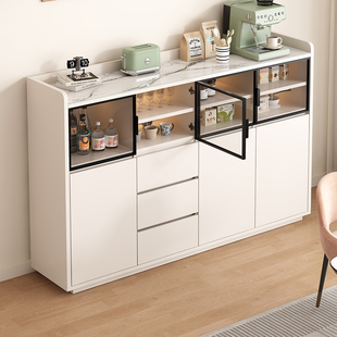 奶油风实木餐边柜客厅一体靠墙茶水柜厨房置物柜子储物柜收纳