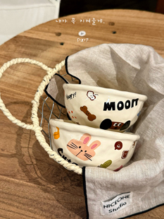 可爱月亮狗陶瓷餐具高颜值ins餐盘米饭碗沙拉碗汤盘家用菜盘礼盒