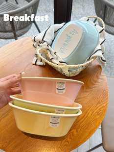 Ins釉下彩糖果色陶瓷椭圆碗高颜值法兰彩米饭碗沙拉碗水果泡面碗