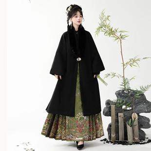 汉玥府 明制汉服新年战袍加绒毛呢国风通勤裘衣披袄冬 灵蛇祁月