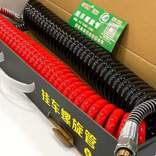 三正挂车螺旋气管优质pu防爆防冻小圈7.5米大圈挂车螺旋管自封阀