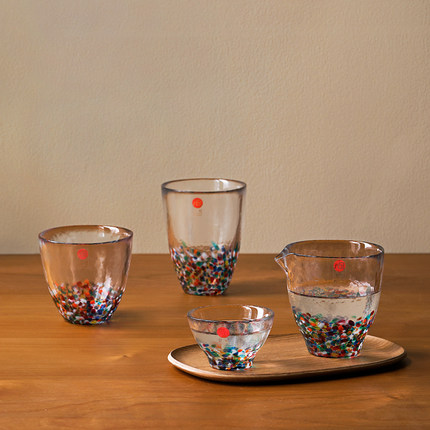 迦乐进口aderia石冢硝子彩色手工杯日式清酒杯片口杯公道杯茶水杯
