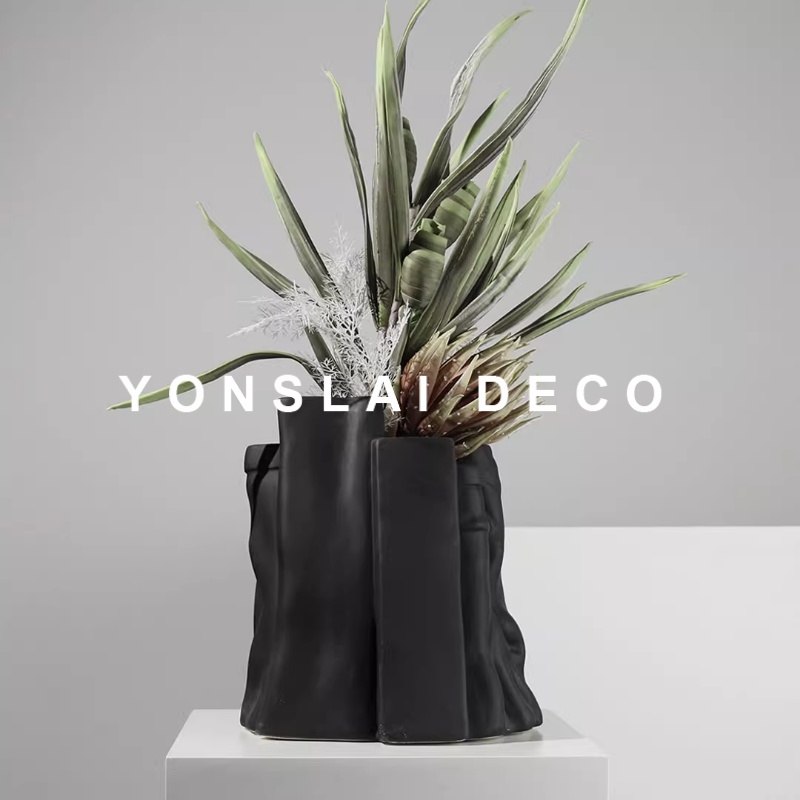 现代极简陶瓷花瓶仿真花艺术插花器民宿餐厅客厅家居装饰品摆件