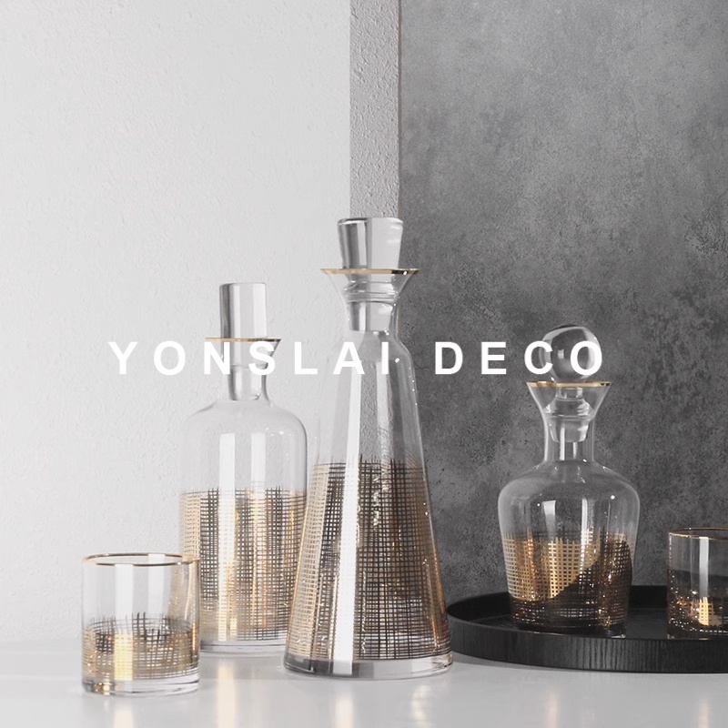 轻奢风玻璃酒杯样板房间桌面摆件