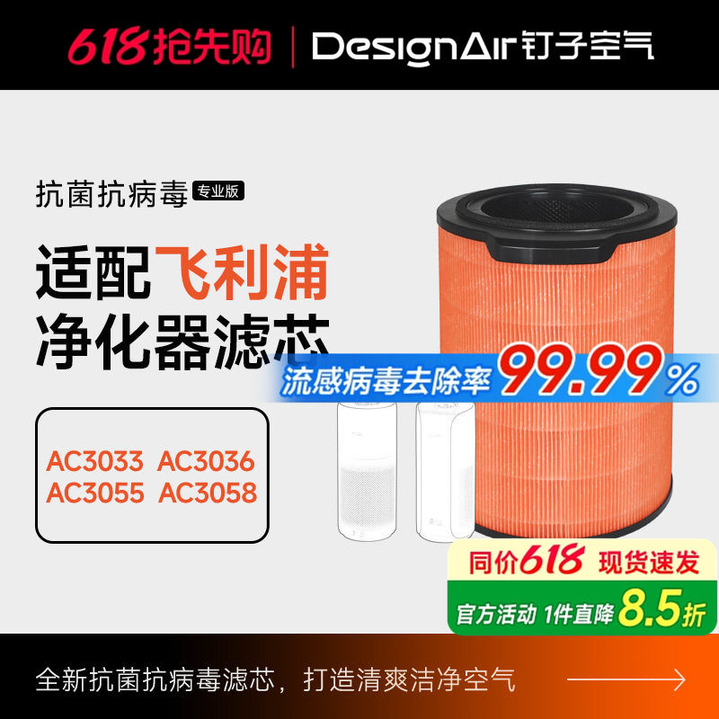 适配飞利浦空气净化器AC3036/AC3033纳米净护过滤芯FY3140过滤网